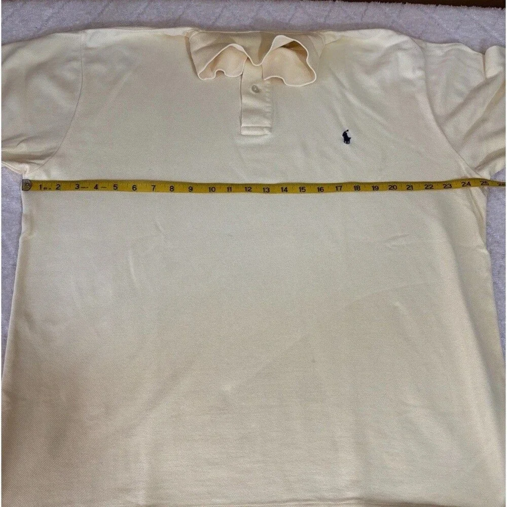 Vintage Ralph Lauren Embroidered Polo Shirt Light Yellow Mens Size Large